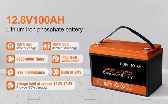 باتری ذخیره انرژی خورشیدی 12 کیلوگرمی UN38.3 100AH ​​12V LiFePO4 باتری چرخه عمیق