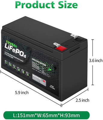 باتری 8Ah 12v لیتیوم فسفات Caravan Lifepo4 باتری لیتیوم یون